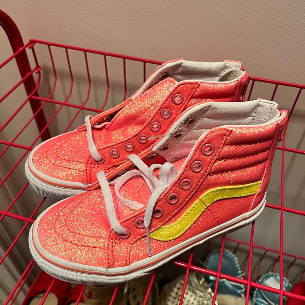 VANS brand new girls glitter pink yellow j crew size 12